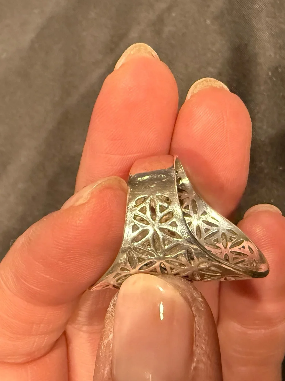 Sterling Silver Flower of Life Statement Ring Sacred Geometry Size 8